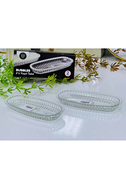 OEM Glass platter set of 2 pieces, length 18cm, width 8cm