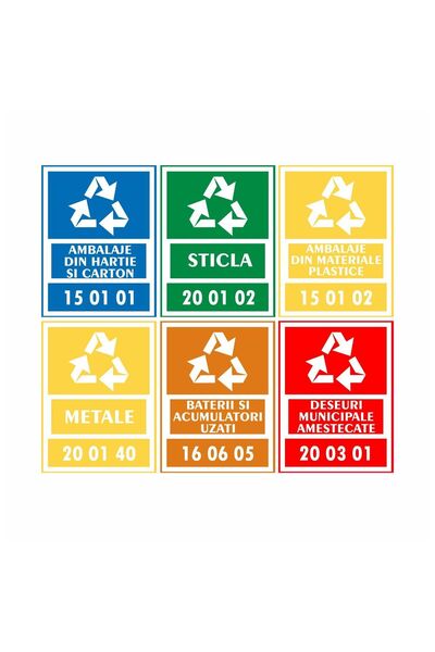 Generic (Unbranded) Set de 6 etichete de reciclare din PVC 25 x 33 cm