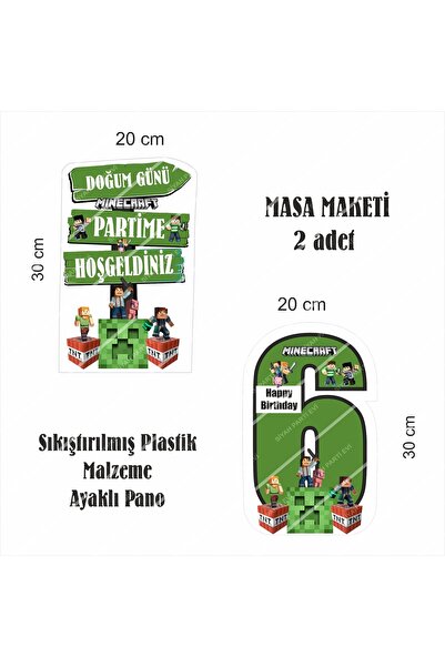 SİYAH PARTİ EVİ Minecraft 10 Yaş Doğum Günü Maketi / Pasta Süsü Seti