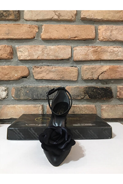 Zlato Women's Black Floral Detailed High Heeled Bridal Engagement Wedding Sho...