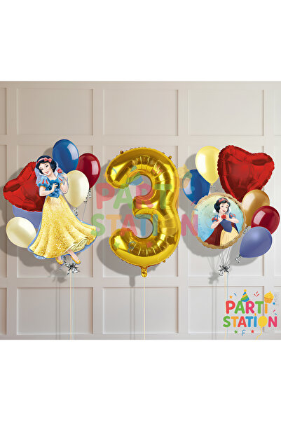 Parti Station مجموعة بالونات عيد ميلاد بعمر 3 سنوات بتصميم سنو بيتش برينسيس