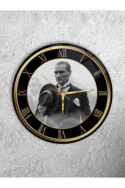 Olinpa CEAS DE PERETE DIN STICLA INSTRUCTIBILĂ, CU PORTRET ATATURK, NEGRU AUR...