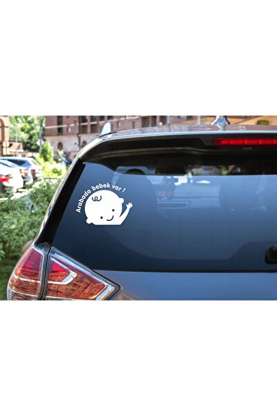 Turuncu Sticker Arabada Bebek Var Cam Sticker 15x11 Cm