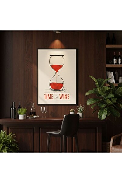 Bolvyra Time to Wine Posteri Minimal Tasarım Modern Dekoratif Duvar Posteri