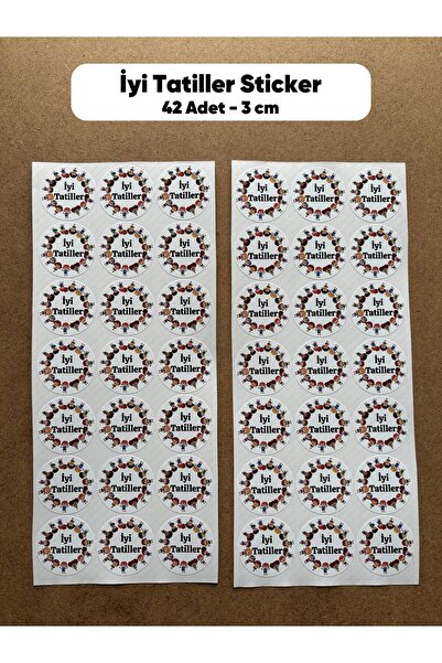 hdsticker İyi Tatiller Sticker 42 Adet 3 Cm Karne Öğretmen Etiketi Okul Hediy...