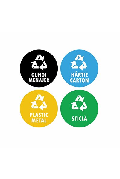 Generic (Unbranded) Set de 4 etichete de reciclare - diametru 27 cm, PVC