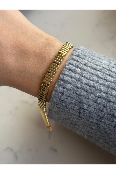 Charmist Çelik gold ritim plaka bileklik