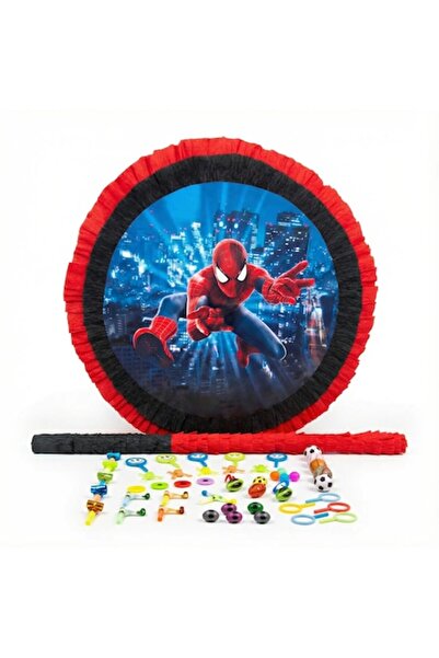 HappyHit Spiderman Piñata - Set with Bat and 50 Toys for Kids' Parties, Multi...