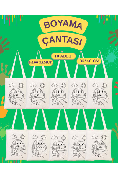 Cemira 10 Pieces of Cute Car Painting Bags, Bag Painting Set 35*40 Cm, Painta...