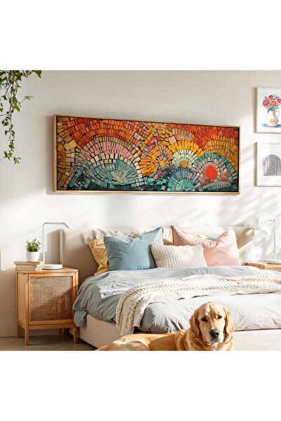 woodhomeworks Tek Parça Gerçek Ahşap Yatay Panorama Çerçeveli Tablo mozaik