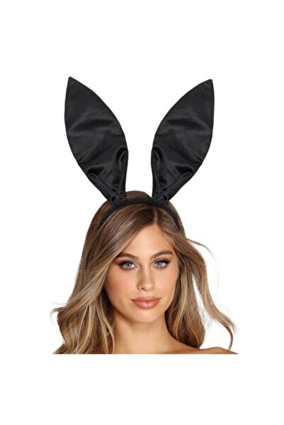 ForWhat Coroană cu urechi de iepure din satin negru pentru birou, acasă, biro...