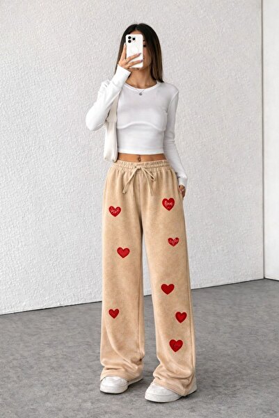 Le Vion Γυναικείο παντελόνι φόρμας με στάμπα, σε μεγάλο μέγεθος, με φαρδιά μπ...