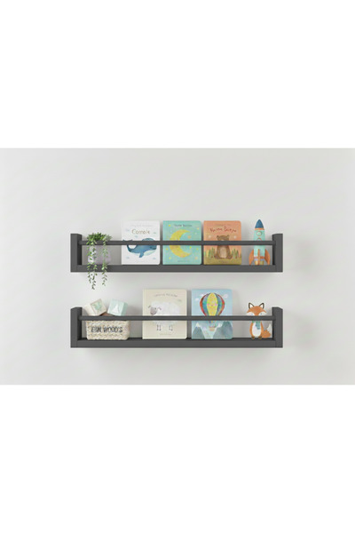EGN WOODS 70X9 2-Piece Anthracite Mdf Baby Room Organizer Children's Room Mon...