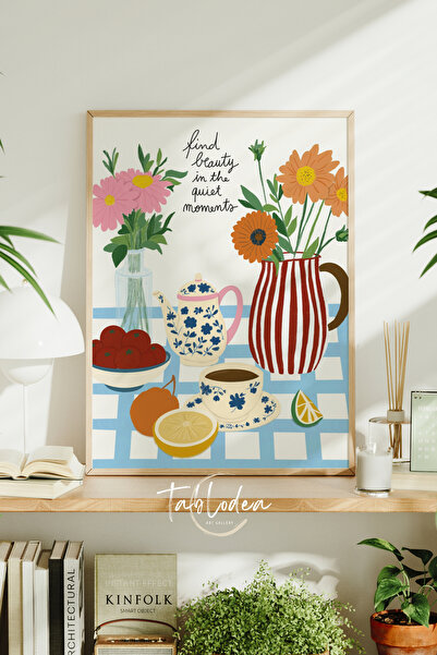 tablodea Kahve Fincanı Limon ve Çiçek Detaylı Mutfak Tablosu TD Pinterest Şık...