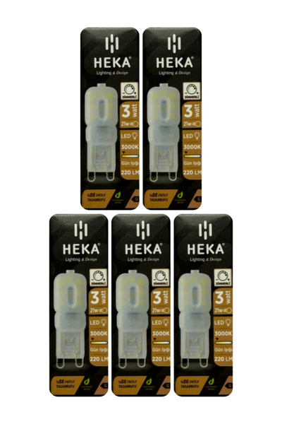 Heka (5 Adet) 3W (21W) 3000K (Sarı Işık) G9 Duylu Buzlu Dim Edilebilir Led Ka...