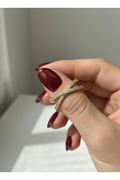 EKİDORA Stylish Cross Model Adjustable Steel Women's Ring Gold & Silver Color...