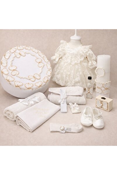 kizu Set unic de botez pentru fetițe cu rochie 0-3 luni