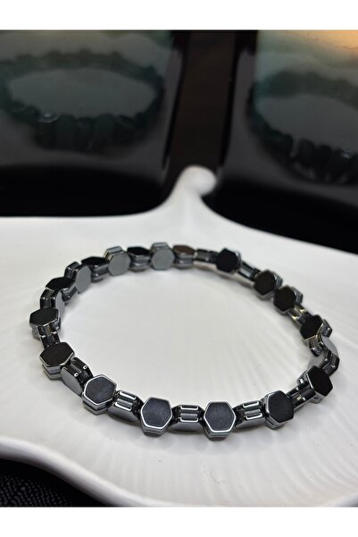 Moonstone Accessories Hematite Shiny Smoked Men's Natural Stone Bracelet |   ...