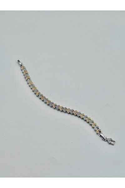 Snartun سوار نسائي فاخر من الفولاذ المقاوم للصدأ بنمط حرف V بلونين - ذهبي وفض...