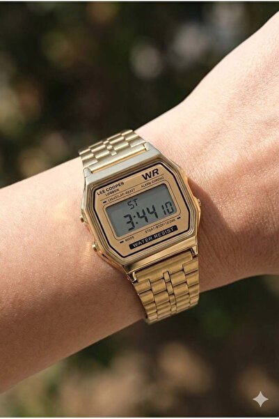 Lee Cooper Digital Women's Wristwatch |   Gold Color Steel Case, Mesh Steel C...
