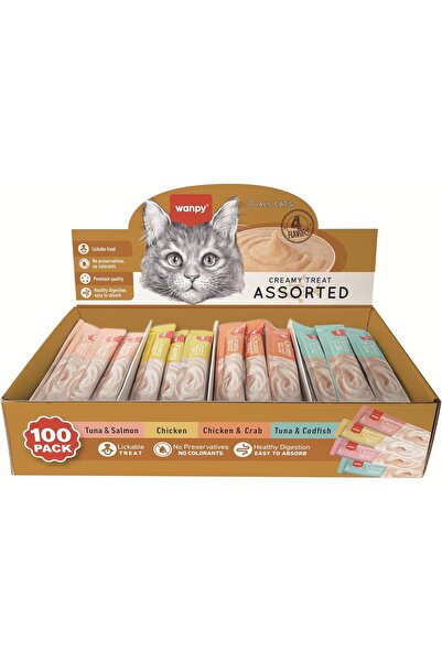 Nacario Wanpy Karışık 4 Lezzet 100'lü Krema Kedi Ödülü 100 * 14 gr