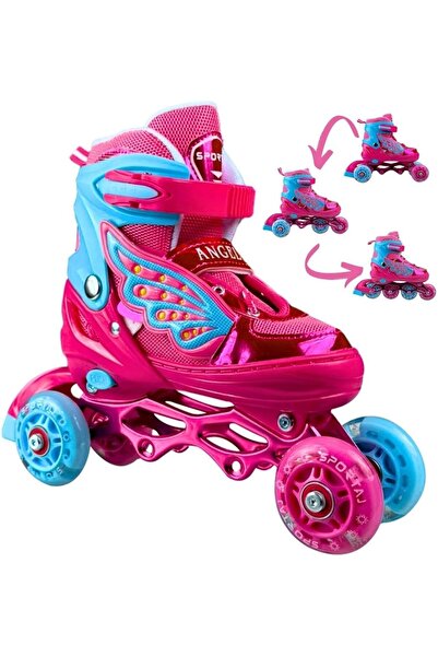 BRF KarokTicaretSell Melek Kanatlı Işıklı Inline Paten Kız Çocuk Pateni Silik...