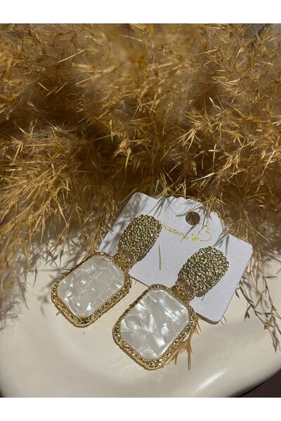 stainless steell Beyaz plaka Küpe