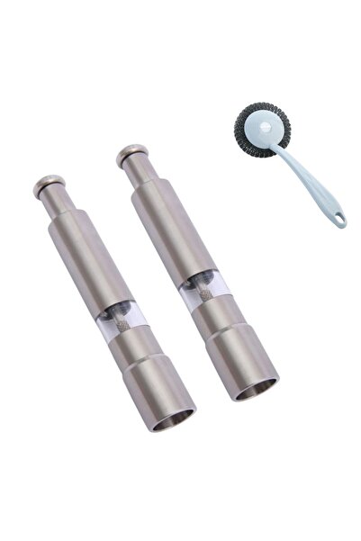 OEM 2 manual grinders, salt/pepper/spices, stainless steel, button, 30ml capa...