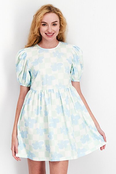 Vintage Supply Women Floral Print Mini Dress, Green