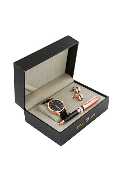 Corato طقم ريتال سيلفر الرجالي أسود نحاسي