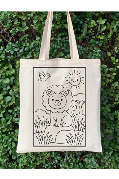 Cemira Cute Lion Activity Children's Painting Bag - Paintable Cloth Bag - Bag...