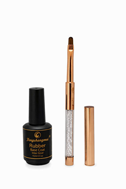 OEM Set Rubber Base Coat pentru unghii + pensulă aplicare cu mâner decorativ