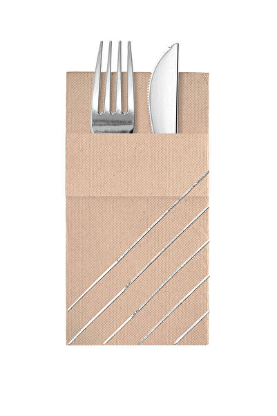 Story مناديل ورقية ملونة من ورق الكرافت مقاس 40×40 سم بنمط خطوط فضية مع 16 جيبًا