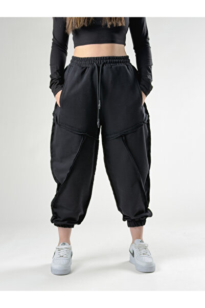 COCOPELLI Black Women's Jogger Pants with Stitching Detail Coc2758