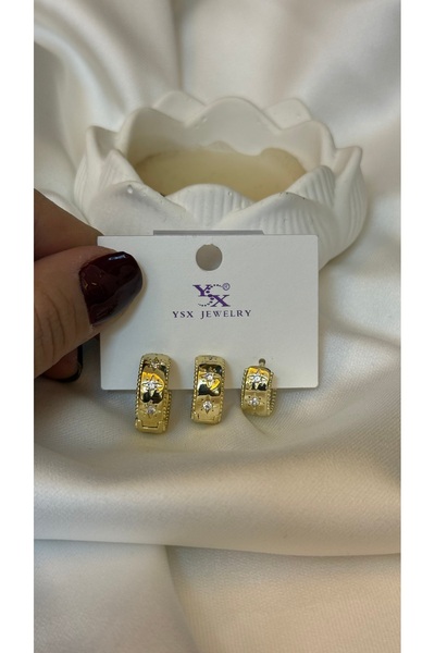 storya Gold Üçlü Küpe Seti