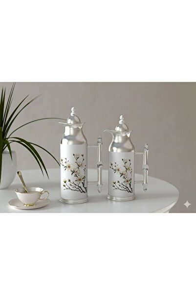 REFAN New thermos sets, two sizes, silver with a beautiful and eye-catching d...