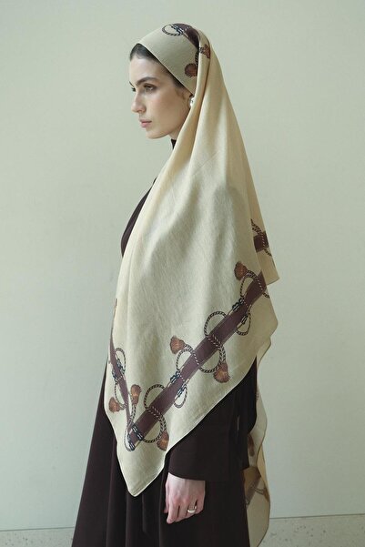 Jolamier Natural Bej Neris Yün İpek Şal