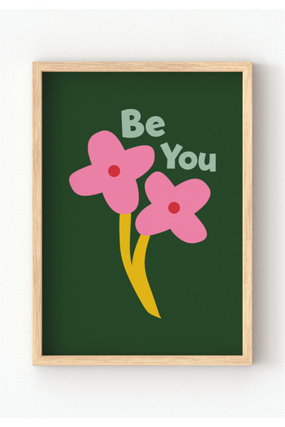 MIOVI WORKS Be You Flower | Çerçeveli Modern Minimal Salon & Genç Odası Poste...