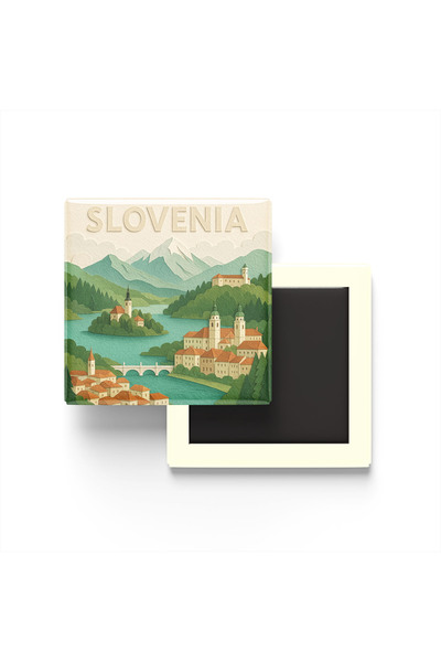 iBerk Mıknatıslı Buzdolap Magneti - Slovenya - Slovenia - Paper Cut Art - 9x9 cm