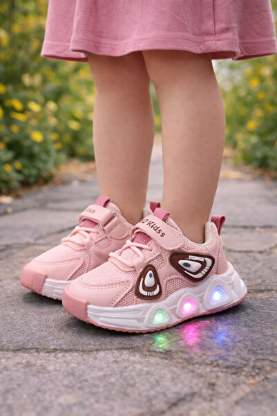 Bebelul Ροζ πάνινα παπούτσια με φώτα Panda Νέο στυλ