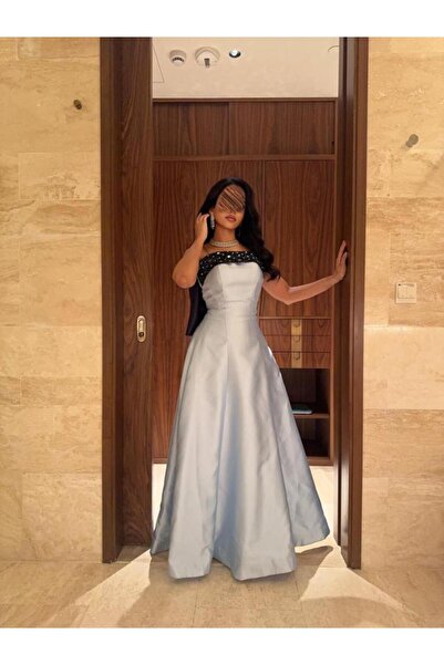 MEUON sky blue evening dress