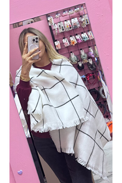 iky aksesuar إيكي أكسور شال نسائي مخطط 70*180