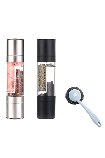 OEM Set of 2 2-in-1 manual metal/plastic grinders, elegant design, 3 grinding...