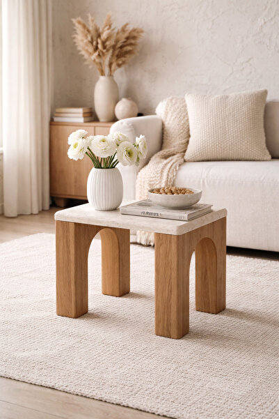private house A side table with a modern design and a natural touch.