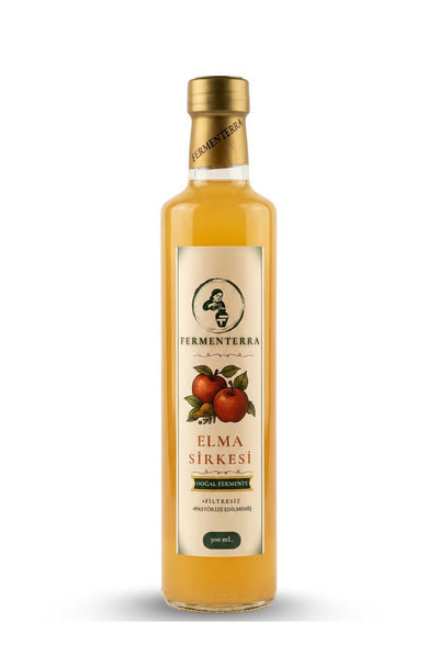 FERMENTERRA Doğal Fermente Elma Sirkesi 500 ml (Filtresiz – Pastörize Edilmemiş)