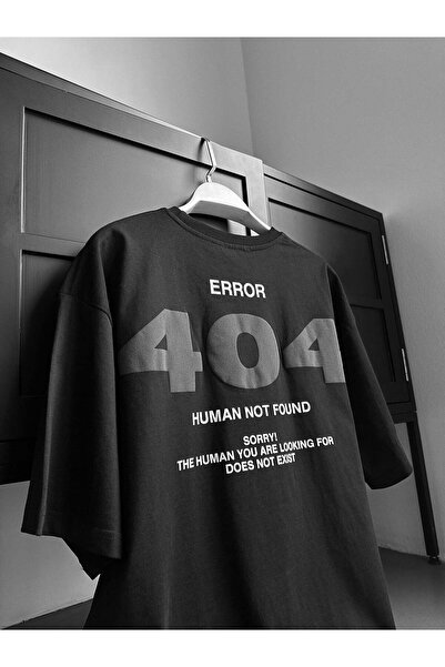 elkumoda تي شيرت قصة فضفاضة مطبوع عليه نص 404 - تي شيرت مصنوع من القطن بنسبة ...