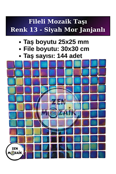 Zen Mozaik Sanatsal Mozaik Çalışmalarınız için Fileli Cam Mozaik Taşı - Mozai...