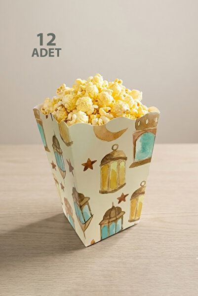 OLİ Art Ramadan Themed Popcorn Box – Cardboard Box with Lantern Pattern – 12 ...