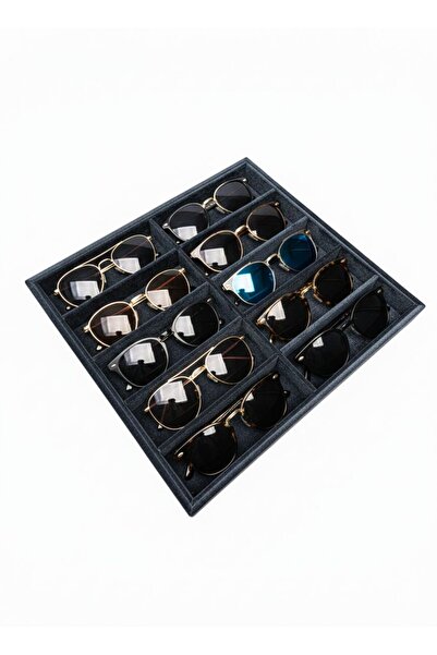 İmpala Kutu صندوق مجوهرات للنظارات مكون من 12 قسمًا مغطى بجلد الغزال على MDF ...