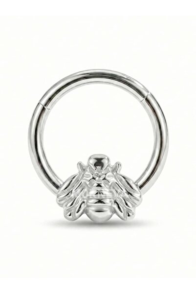MORNEVA Cerrahi Çelik Arı Desenli Halka Septum Daith Piercingi (1 Adet)